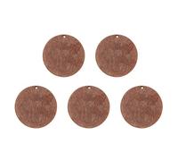 PandaHall - 10 ciondoli rotondi e piatti, in ottone, vuoti, per stampaggio, da usare come charm e ciondoli, 34 x 0,5 mm, tag in metallo rame rosso, con foro da 1 mm