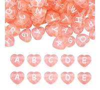 PandaHall 100 perline in acrilico a forma di cuore con lettere iniziali miste rosa, distanziatori di piccole dimensioni, per bracciali, collane, gioielli, foro: 2 mm