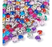 PandaHall - 100 strass da cucire, colori misti, montatura a griffe in ottone, 6 mm, a forma di goccia, decorazioni per abiti fai da te, scarpe e borse