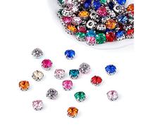 PandaHall - 100 strass da cucire, colori misti, montatura a griffe in ottone, 8 mm, a forma di goccia, decorazioni per abiti fai da te, scarpe e borse
