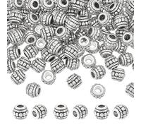 PandaHall 100pz Distanziali bicolore Perline Argento tibetano Argento antico Foro per gioielli Distanziatori per gioielli, 8x6.5mm Foro: 3.5mm