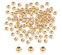 PandaHall 150pcs 6mm perline in ottone placcato oro placcato a lunga durata perline distanziali lisce rotonde per collana, bracciale, creazione di orecchini