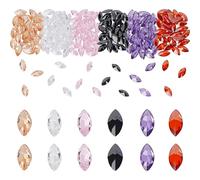 PandaHall 180 pz Pietra di Zirconi Cubici con Punta Sul Retro Strass 6 Colori Strass Sfaccettati A Forma di Occhio di Cavallo 6x3x2mm Gemme di Strass per Costumi, Abiti, Indumenti