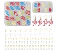 PandaHall, 2 ciondoli pendenti in resina per orecchini con lettere e numeri, stampi in silicone con ganci e anelli per orecchini per la creazione di gioielli in resina epossidica