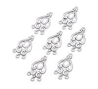 PandaHall - 20 ciondoli a forma di candeliere in lega con elementi a goccia, in argento antico, a forma di goccia, multistrato, per realizzare orecchini, gioielli, 34 x 18 x 1,5 mm