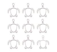 PandaHall 20 ciondoli a forma di tartaruga aperta con cornice in lega d'argento tartaruga aperta sul retro stampi per ciondoli in resina con anello per gioielli in resina fai da te pressato fiori