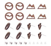 PandaHall - 20 orecchini a perno in legno, geometrici, con dado, per donne e ragazze, per la realizzazione di orecchini pendenti per la realizzazione di gioielli