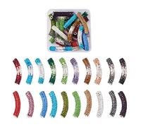 PandaHall - 20 perline in ottone con strass in Medio Oriente, 45 ~ 47 x 9 mm, 20 colori