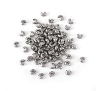 PandaHall 200 perline a crimpare aperte semicircolari da 5 mm in acciaio inox 304 a crimpare con morsetti a crimpare per braccialetti e collane, colore acciaio inossidabile