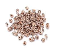 PandaHall - 200 perline distanziali con strass da 4 mm, placcati in oro rosa, con cristalli trasparenti, per collane, bracciali, creazione di gioielli, bordo ondulato