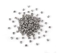 PandaHall 200 perline semicircolari aperte a crimpare da 4,5 mm in acciaio inossidabile 304 con punte per morsetto per chiusura a nodo per bracciali, collane, gioielli, colore acciaio inossidabile