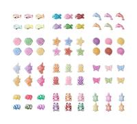 PandaHall - 330 perline in acrilico a tema oceano, colori misti, a forma di stella marina, farfalla, delfino, pesce, tartaruga, conchiglia, mini perline per la creazione di gioielli fai da te,