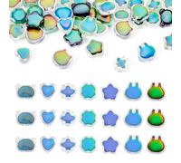 Pandahall - 42 perline che cambiano colore, a forma di stella, fiore, orso, cuore, perline in vetro, bicolore, rilevamento della temperatura, per la creazione di gioielli, bracciali, collane