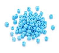 PandaHall 495 perline di vetro da 4 mm, 6/0 rotonde in vetro, pony, perline per piccoli mestieri, perline sciolte, per braccialetti e collane, gioielli, azzurro cielo chiaro