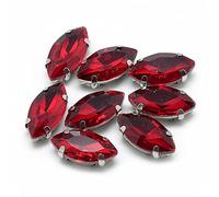 PandaHall 50pcs occhio di cavallo cucire su strass rosso cristallo artiglio strass con foro platino Prong impostazione artiglio Flatback per fai da te vestiti scarpe borsa decorazioni