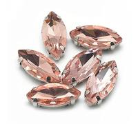 PandaHall 50pcs occhio di cavallo cucire su strass scuro salmone cristallo artiglio strass con foro platino, impostazione a punta piatta artiglio per vestiti fai da te vestiti scarpe borsa decorazioni