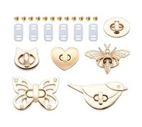 PandaHall, 6 set di borchie ad avvitamento, a forma di ape, farfalla, uccello, gatto, ovale, cuore, accessori per borse e zaini