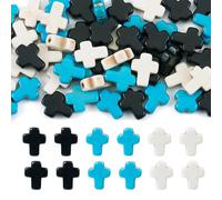 PandaHall - 60 perline in pietra turchese a forma di crocifisso, perline sfuse per fai da te, bracciali, collane, orecchini, creazione di gioielli