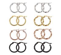 PandaHall - 8 paia di orecchini a cerchio rotondi in acciaio al titanio, 4 colori, 20 mm