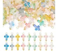 Pandahall - 90 ciondoli a forma di croce in acrilico, ciondoli a forma di crocifisso in acrilico, ciondoli a forma di croce pasquale per la creazione di braccialetti, collane e gioielli fai da te
