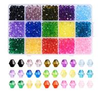 PandaHall - 900 perline biconiche sfaccettate in cristallo, 6 mm, in acrilico trasparente, per fai da te, braccialetti dell'amicizia, creazione di gioielli