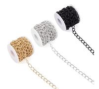 PandaHall Catena a maglia barbazzale in alluminio, 15 x 10 x 2 mm, colore: oro e argento e nero
