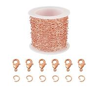 PandaHall Catena a maglie a forma di cuore in ottone placcato oro rosa con catena a forma di cuore saldato con anello di salto chiusure a moschettone per uomo donna collana gioielli creazione