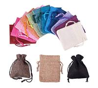 Pandahall Elite 15Pcs Sacchettini Lino,Coulisse Sacchetti,Sacchetti Regalo Stoffa,Sacchetti di Juta,Sacchi Sacchetti per Festa di Nozze e Gioielli Fai da Te, Colore Misto,9 x 7 Cm
