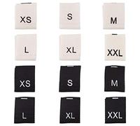 PandaHall Etichette ricamate bianche e nere per abbigliamento da cucire su magliette e cappotti, 480 pezzi, 35 x 13,5 x 0,3 mm