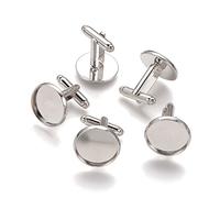 Pandahall - Gemelli da uomo in ottone con cabochon per gemelli, 20 pezzi, 16 mm, colore: platino, one size, Ottone