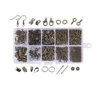 PandaHall I kit di risultati dei gioielli includono perline a crimpare perni a crimpare, estremità a crimpare, morsetti a nastro, gancio per orecchini, chiusure a moschettone, perno a vite per occhio