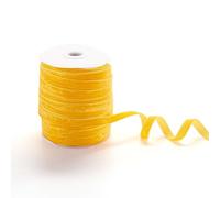 PandaHall Nastro di velluto a faccia singola da 10 mm, bobina di nastro di velluto da 10 mm, per confezioni regalo, clip per fiocco per capelli, decorazione per matrimoni (giallo)