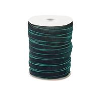 PandaHall - Nastro di velluto su un lato, 45,7 m, 10 mm, bobina di nastro di velluto per confezioni regalo, fiocco per capelli, clip, cucito, decorazione per matrimoni, verde scuro