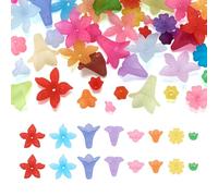 Pandahall Pandahall - 400 perline miste in acrilico, motivo floreale, 8 stili, distanziatori colorati in lucite, perline sfuse per la creazione di gioielli fai da te, colori misti, kit di fiori