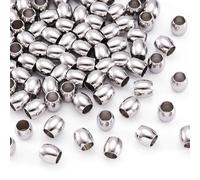 PandaHall - Perline distanziali ovali, in acciaio INOX, 6 mm, 100 pezzi