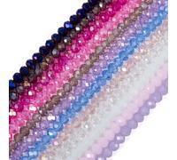 PandaHall perline sfaccettate, colore AB, viola, rosa, in cristallo, perline Rocaille, confezione grande per lavori manuali, braccialetti della amicizia, creazione di gioielli, 12 fili