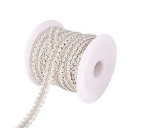 PandaHall Poliestere Trim Pizzo per Cucire, Handmade Maglione Nastro Trim Decorativo Cintura Centipede Intrecciato Gonna Nastro di Pizzo Colletto Lato Manica, Argento, 14x2mm, Circa 14 yarde/rotolo