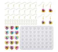 PandaHall - Stampo in silicone per orecchini, a forma di lettera dalla A alla Z, con ganci per orecchini, anelli aperti per la creazione di gioielli in resina epossidica, 1 pezzo