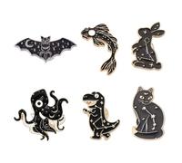Pandahall Various Theme Alloy Enamel Brooches Lapel Brooch Enamel Pin Set, Zinco