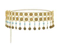 Pandalein Cintura da donna alla moda, in metallo, con frange, per danza del ventre, per abiti, oro 0009, Taglia unica
