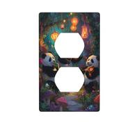 Pandas che suona strumenti musicali foresta copertura interruttore luce copertura decorativa 1 banda piastra da parete per cucina stanza bagno dimensioni 7 x 11,4 cm