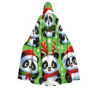 Pandas-Christmas-Santa-Hats Mantello con cappuccio da strega, costume di Halloween con cappuccio