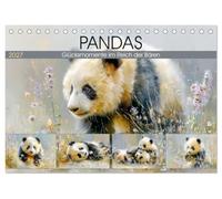 Pandas. Glücksmomente im Reich der Bären (Tischkalender 2027 DIN A5 quer), CALVENDO Monatskalender: Malerische Illustrationen zeigen die Verspieltheit und ruhige Ausstrahlung der imposanten Tiere