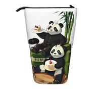 Pandas of Father and Son - Astuccio espandibile con supporto, in tessuto Oxford multi-design, altezza regolabile, trousse multiuso per cosmetici