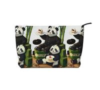 Pandas of Father and Son - Borsa per il trucco in velluto a coste con chiusura a cerniera, multifunzione, 22 x 7 x 17 cm, per viaggi, campeggio, vacanze, fitness, Nero , Taglia unica