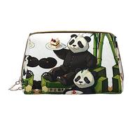 Pandas of Father and Son - Grande borsa per il trucco, in pelle PVC, chiusura a cerniera, borsa da viaggio per articoli da toeletta, borsa da viaggio, bianco, Taglia unica