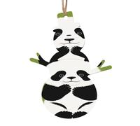 (Pandas) Stampa intagliata Woodland Christmas Collection a forma di pupazzo di neve, ornamenti in legno naturale con finitura brunita artigianale, 4 forme festive e 1/2/4/6 opzioni multipack