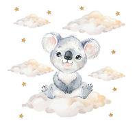 Pandawal - Adesivo da parete, motivo: animali Safari su nuvole con stelle (M, Koala)