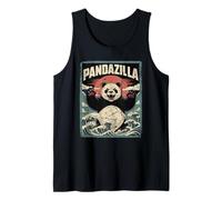 Pandazilla Panda Gigante Kaiju Retro Japanese Hokusai Wave Canotta