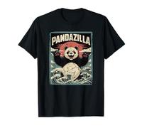 Pandazilla Panda Gigante Kaiju Retro Japanese Hokusai Wave Maglietta